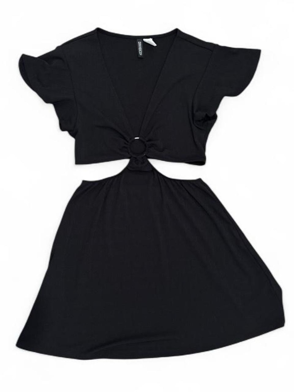 Black Cutout Ring Front Midi Dress
